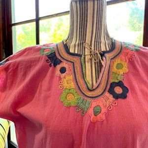 Mexican embroidered Huipil Blouse